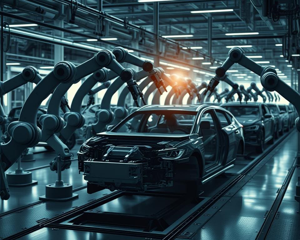 Robotarmen in de auto-industrie