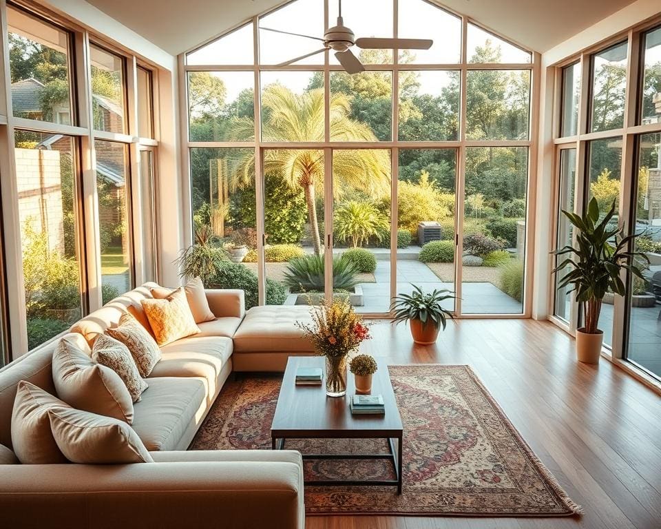 Hoe richt je een woonkamer met veel ramen in?