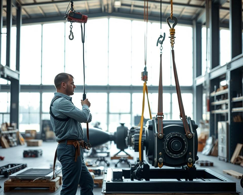 Wat doet een installateur met gespecialiseerde hijsmiddelen?