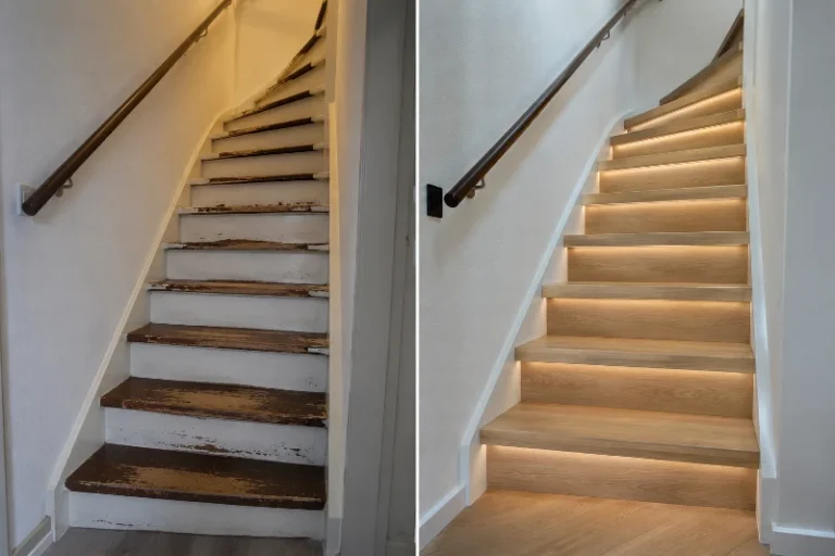 Trappenhuis voor en na renovatie
