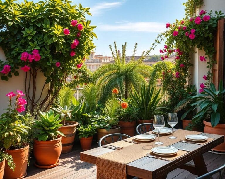 terras planten sfeer