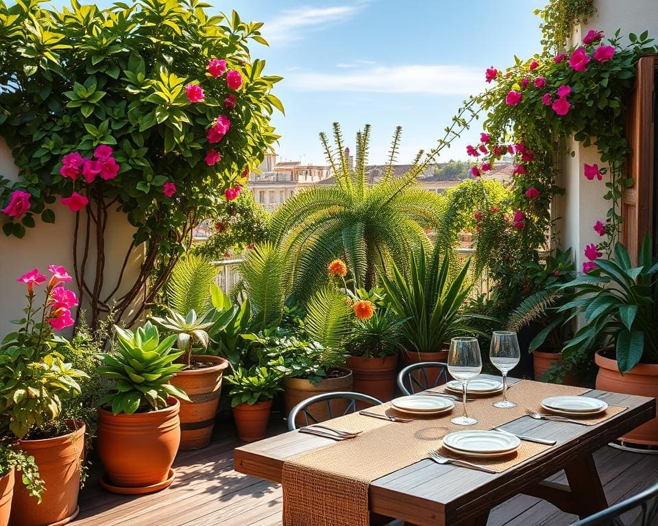 terras planten sfeer